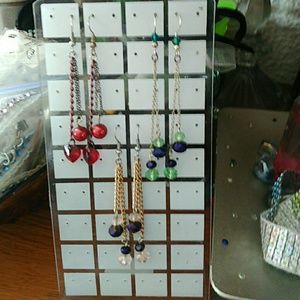 🆕3x Bundle Rondelle Crystal Chain Tassel Earrings